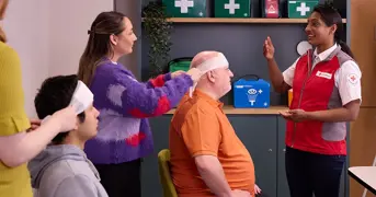 Learning To Bandage On A First Aid Training Course Listing Page