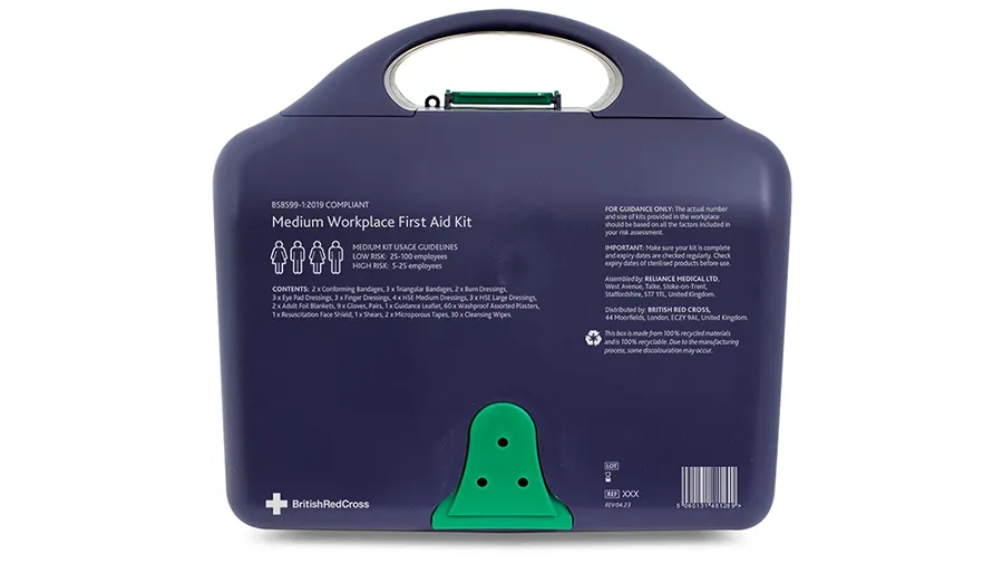 British Red Cross Medium Workplace First Aid Kit Bs8599 1 Back