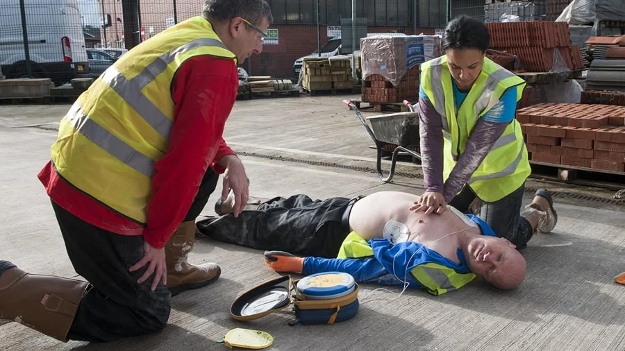 AED being used on a casualty